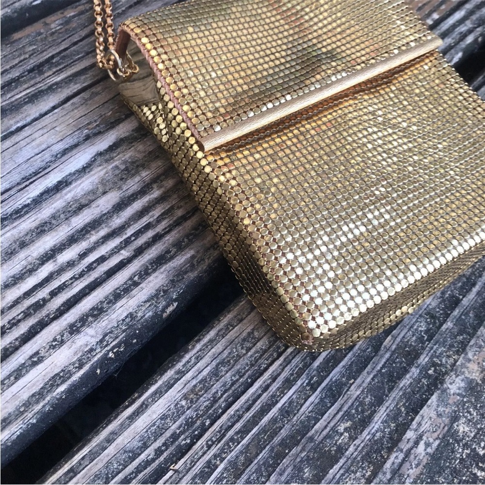 Whiting & Davis Gold Mesh Box Purse Evening Metal Clutch Bag Vintage 50s 60s - Picture 3 of 10